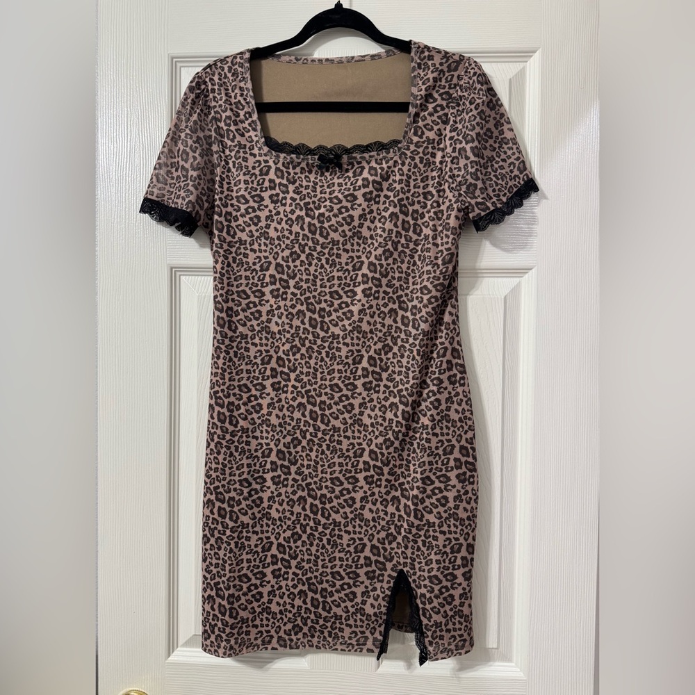 ROMWE Kawaii Leopard Print Mini Dress